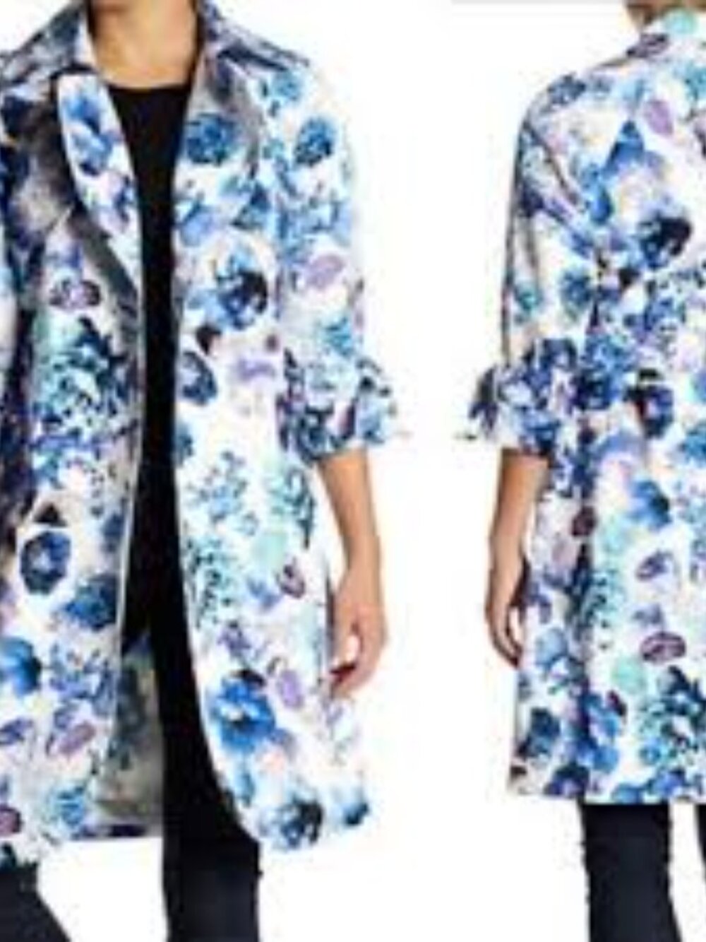 Eliza J NWT Floral Trench Coat Size XLARGE Details cropped raglan sleeves with